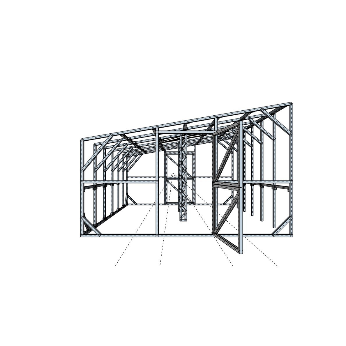 vienšlaitis šiltnamis 3450x3640 priekis – Smart Five, MB vienšlaitis šiltnamis 3450x3640 priekis